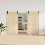 Kit di Binari per Porte Scorrevoli 366 cm Acciaio Nero