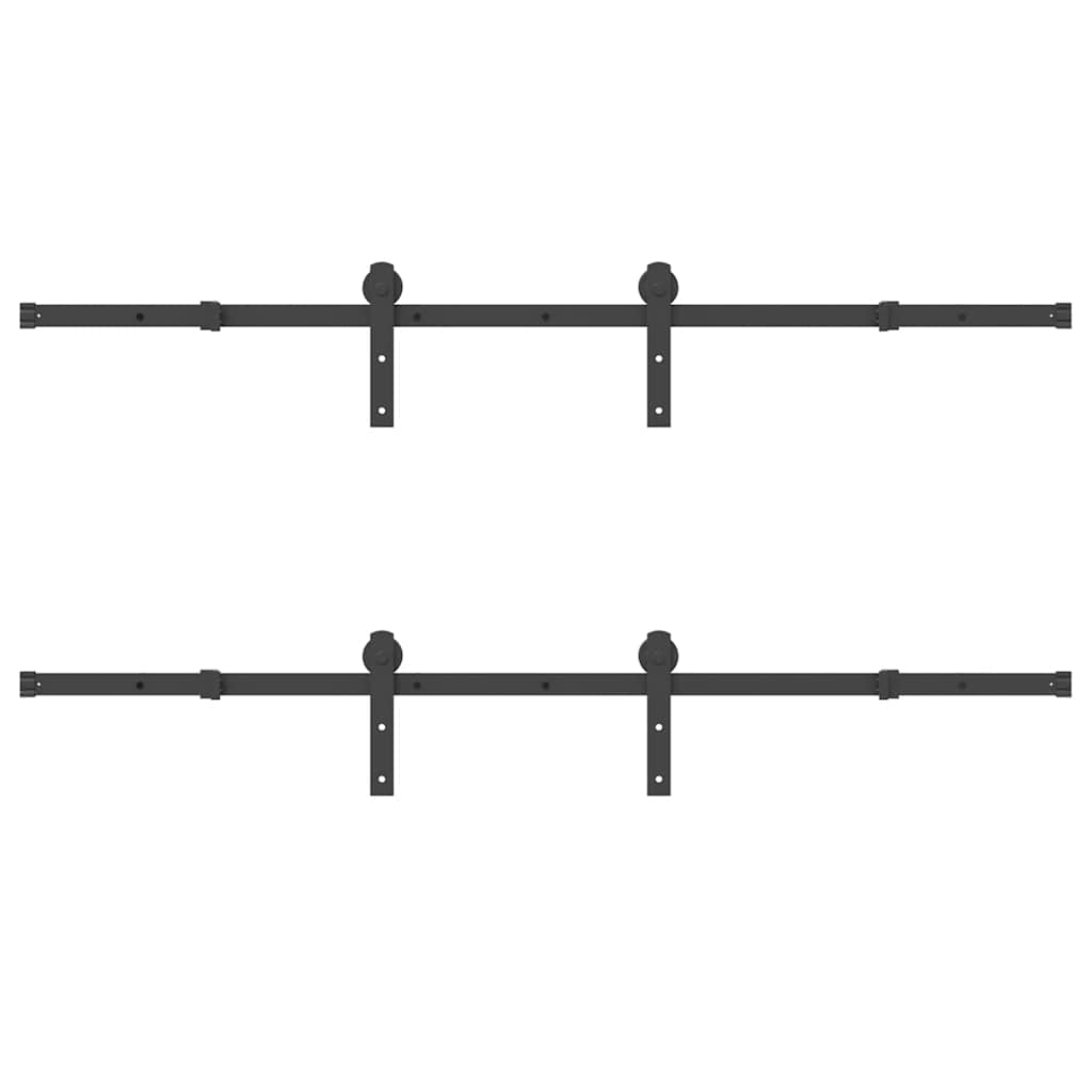 Kit di Binari per Porte Scorrevoli 366 cm Acciaio Nero