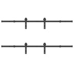 Kit di Binari per Porte Scorrevoli 366 cm Acciaio Nero