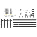 Kit di Binari per Porte Scorrevoli 366 cm Acciaio Nero