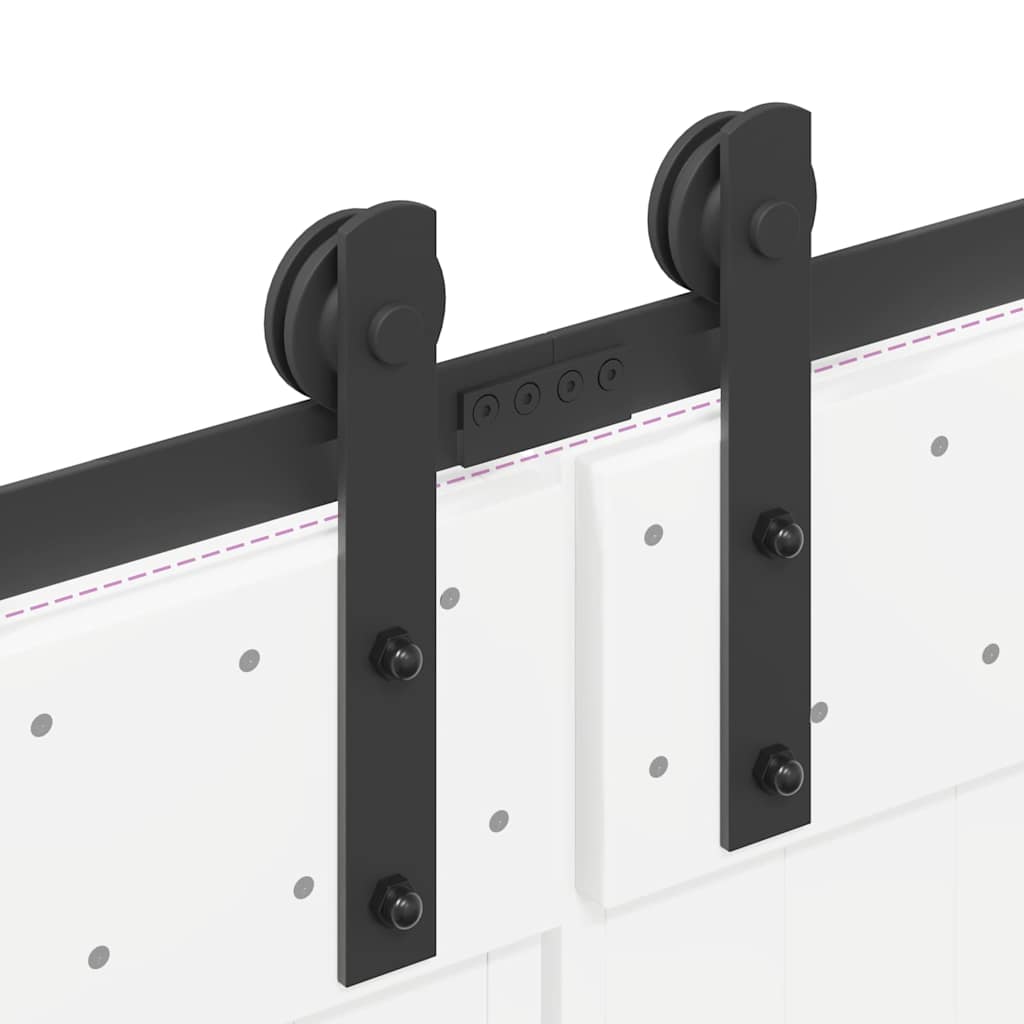 Kit di Binari per Porte Scorrevoli 366 cm Acciaio Nero