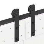 Kit di Binari per Porte Scorrevoli 366 cm Acciaio Nero