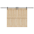 Kit di Binari per Porte Scorrevoli 366 cm Acciaio Nero