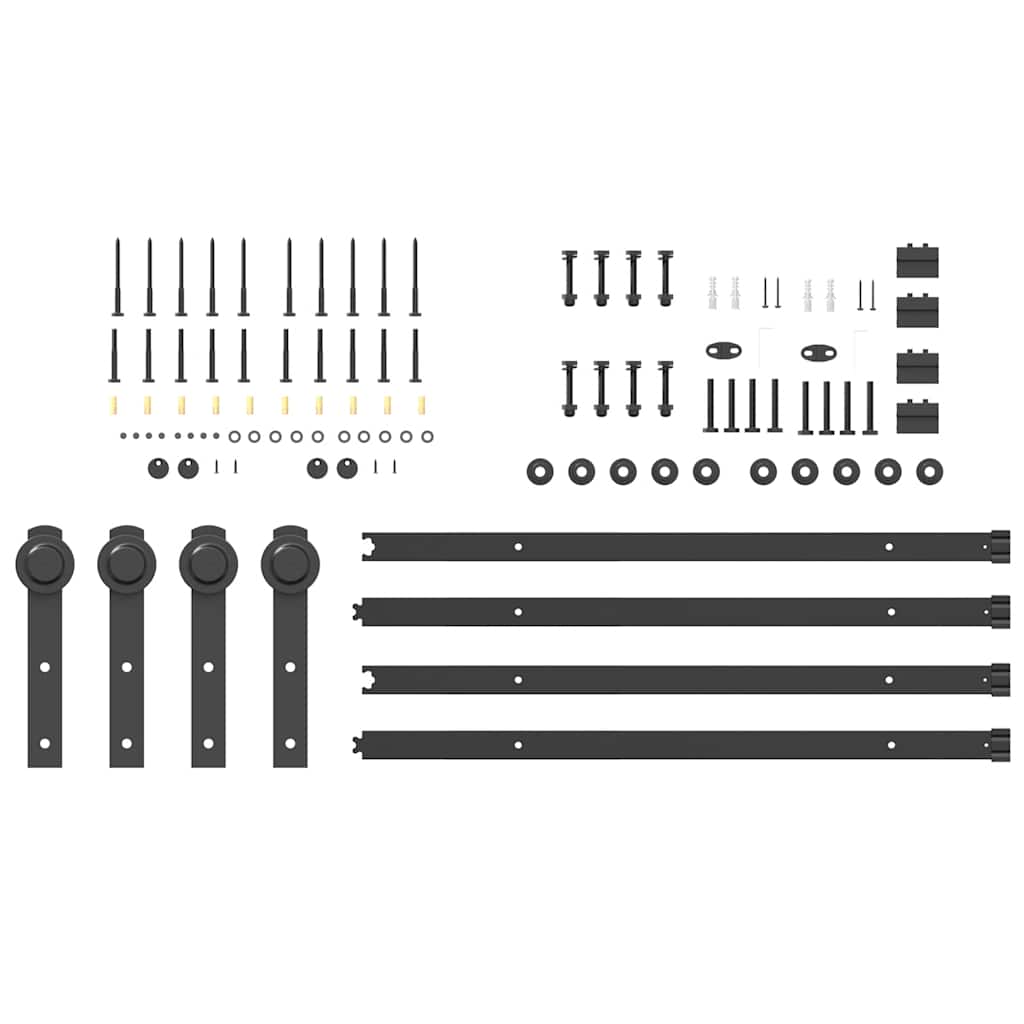 Kit di Binari per Porte Scorrevoli 400 cm Acciaio Nero