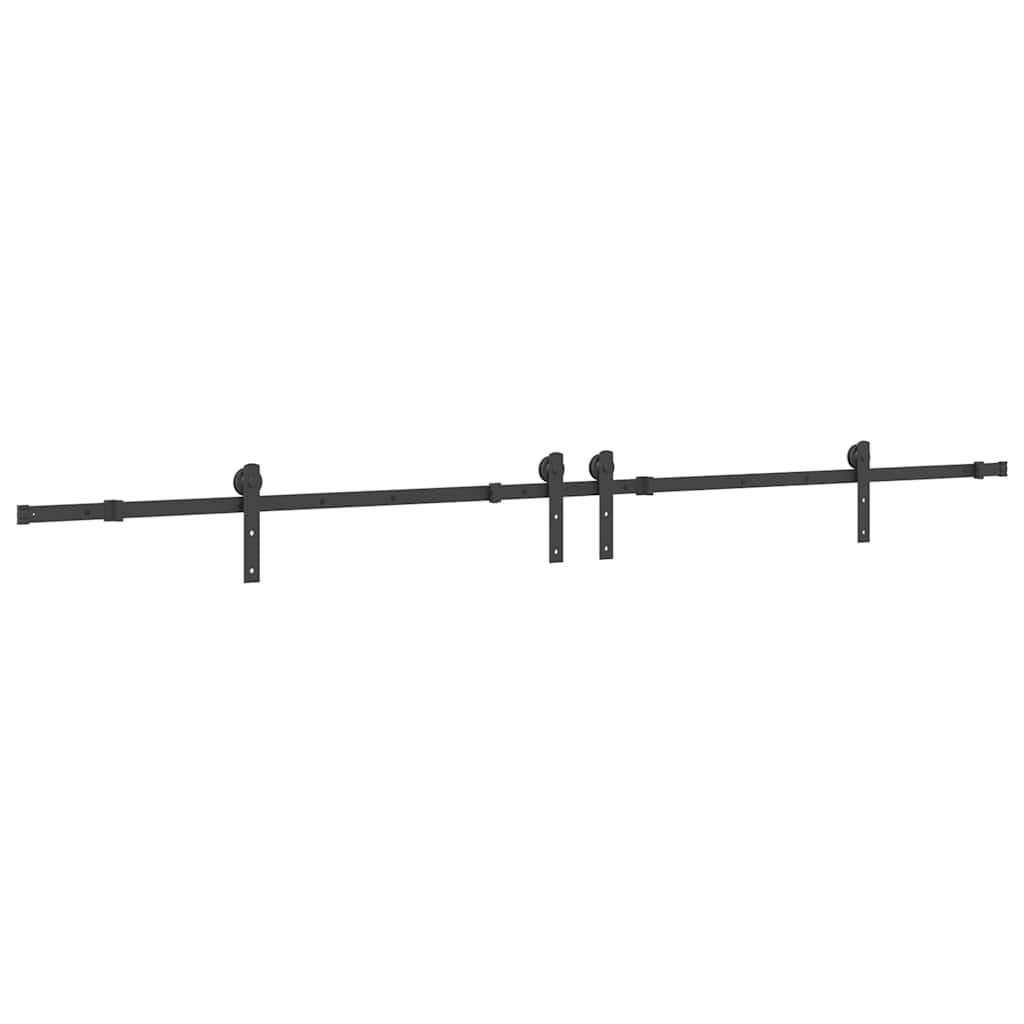 Kit di Binari per Porte Scorrevoli 305 cm Acciaio Nero