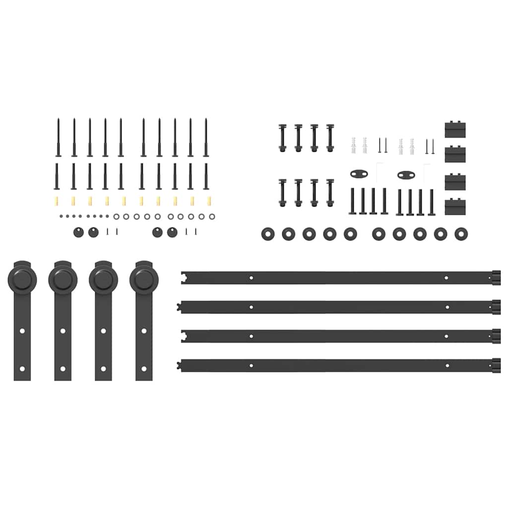 Kit di Binari per Porte Scorrevoli 427 cm Acciaio Nero