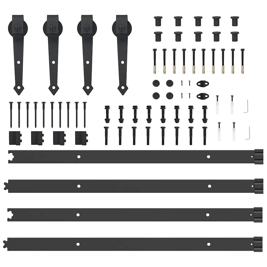 Kit di Binari per Porte Scorrevoli 305 cm Acciaio Nero