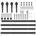 Kit di Binari per Porte Scorrevoli 305 cm Acciaio Nero
