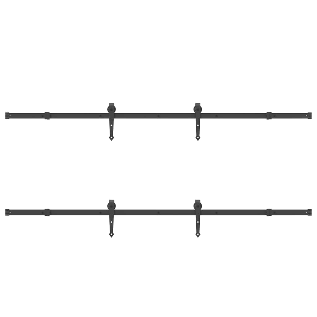 Kit di Binari per Porte Scorrevoli 427 cm Acciaio Nero