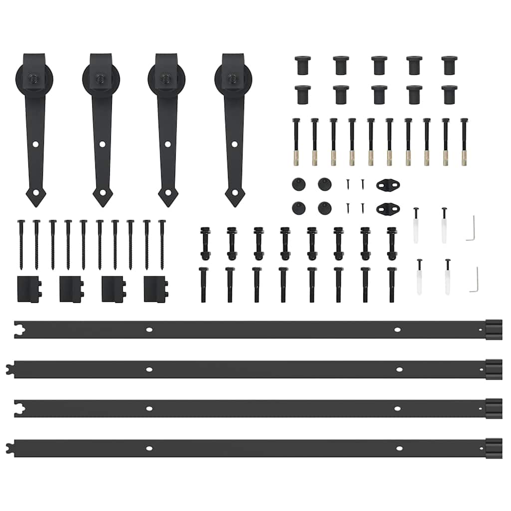 Kit di Binari per Porte Scorrevoli 427 cm Acciaio Nero
