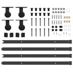Kit di Binari per Porte Scorrevoli 427 cm Acciaio Nero
