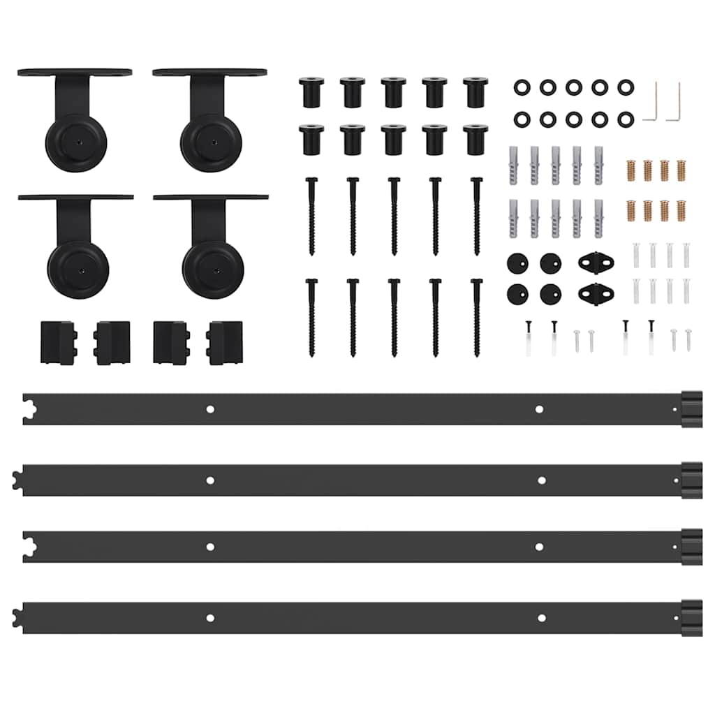 Kit di Binari per Porte Scorrevoli 427 cm Acciaio Nero