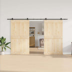 Kit di Binari per Porte Scorrevoli 366 cm Acciaio Nero