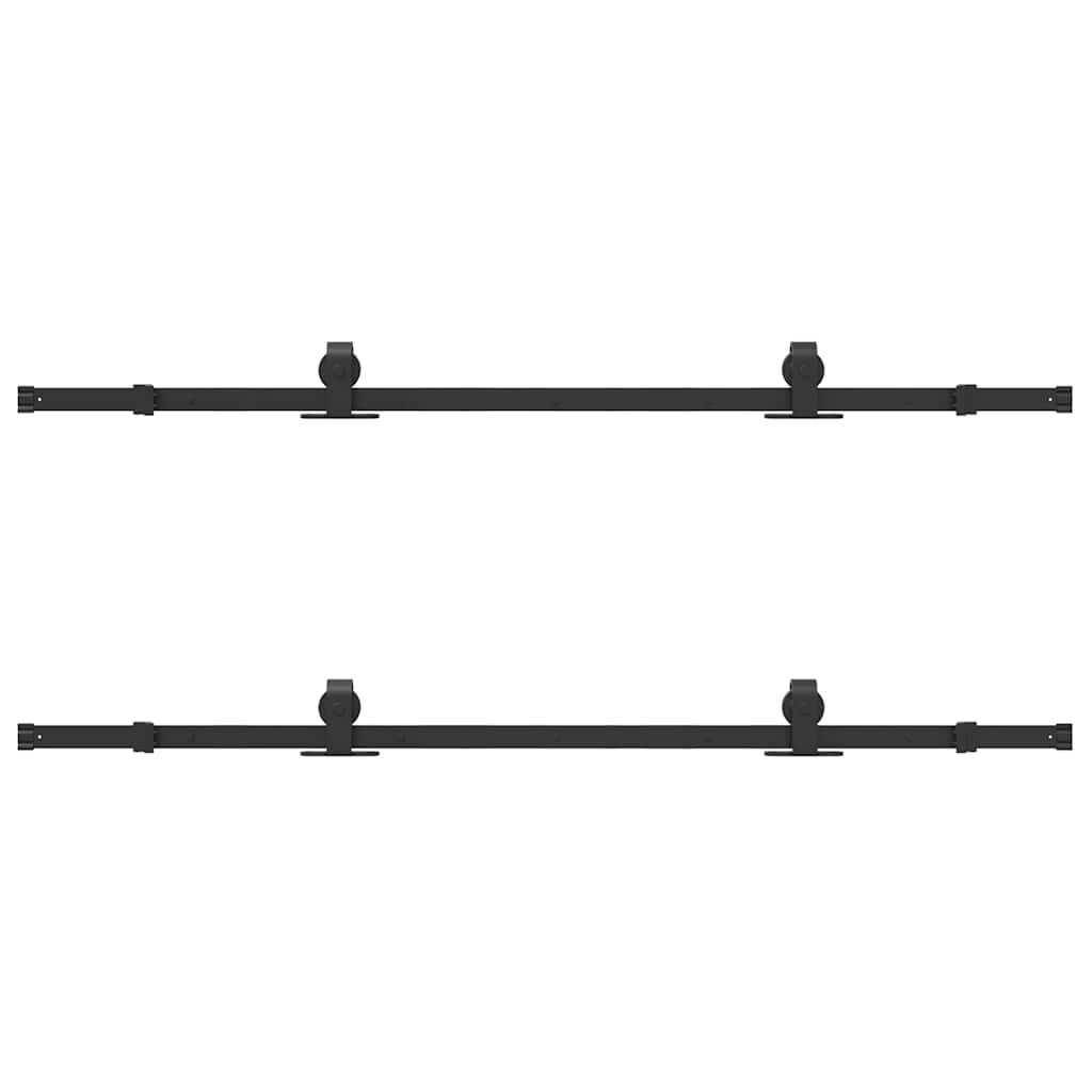 Kit di Binari per Porte Scorrevoli 366 cm Acciaio Nero