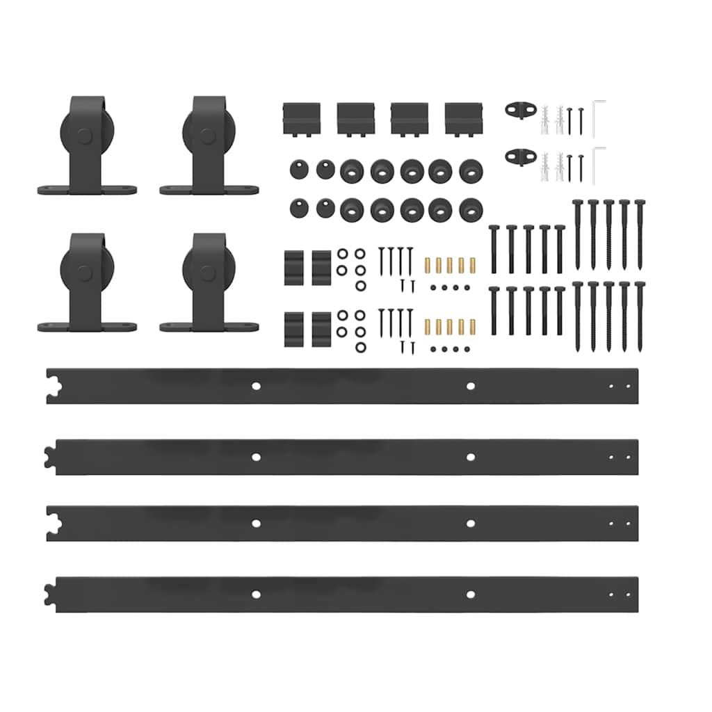 Kit di Binari per Porte Scorrevoli 366 cm Acciaio Nero