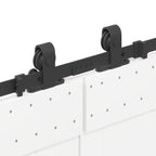 Kit di Binari per Porte Scorrevoli 366 cm Acciaio Nero