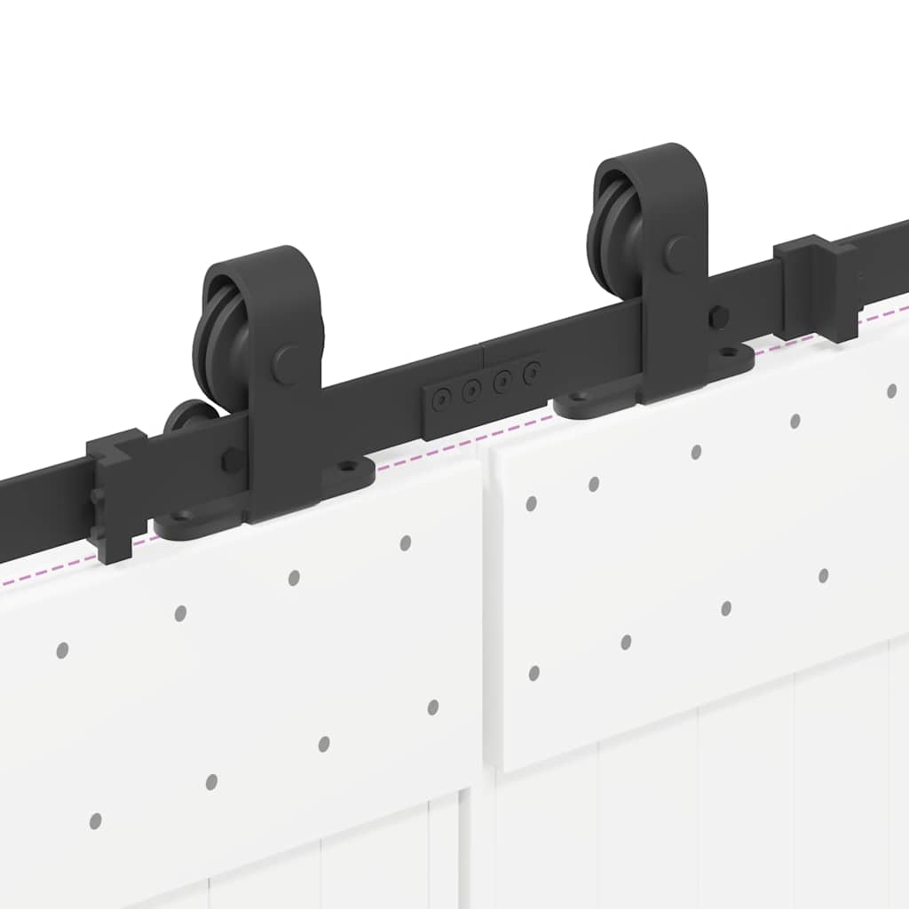 Kit di Binari per Porte Scorrevoli 366 cm Acciaio Nero