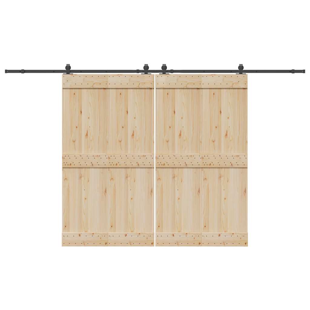 Kit di Binari per Porte Scorrevoli 366 cm Acciaio Nero