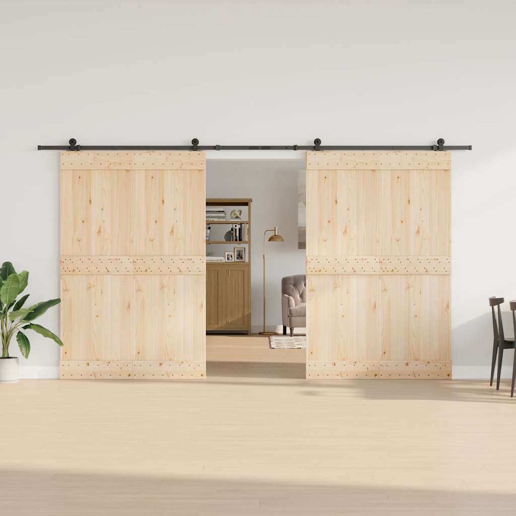 Kit di Binari per Porte Scorrevoli 400 cm Acciaio Nero