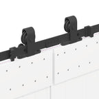 Kit di Binari per Porte Scorrevoli 400 cm Acciaio Nero
