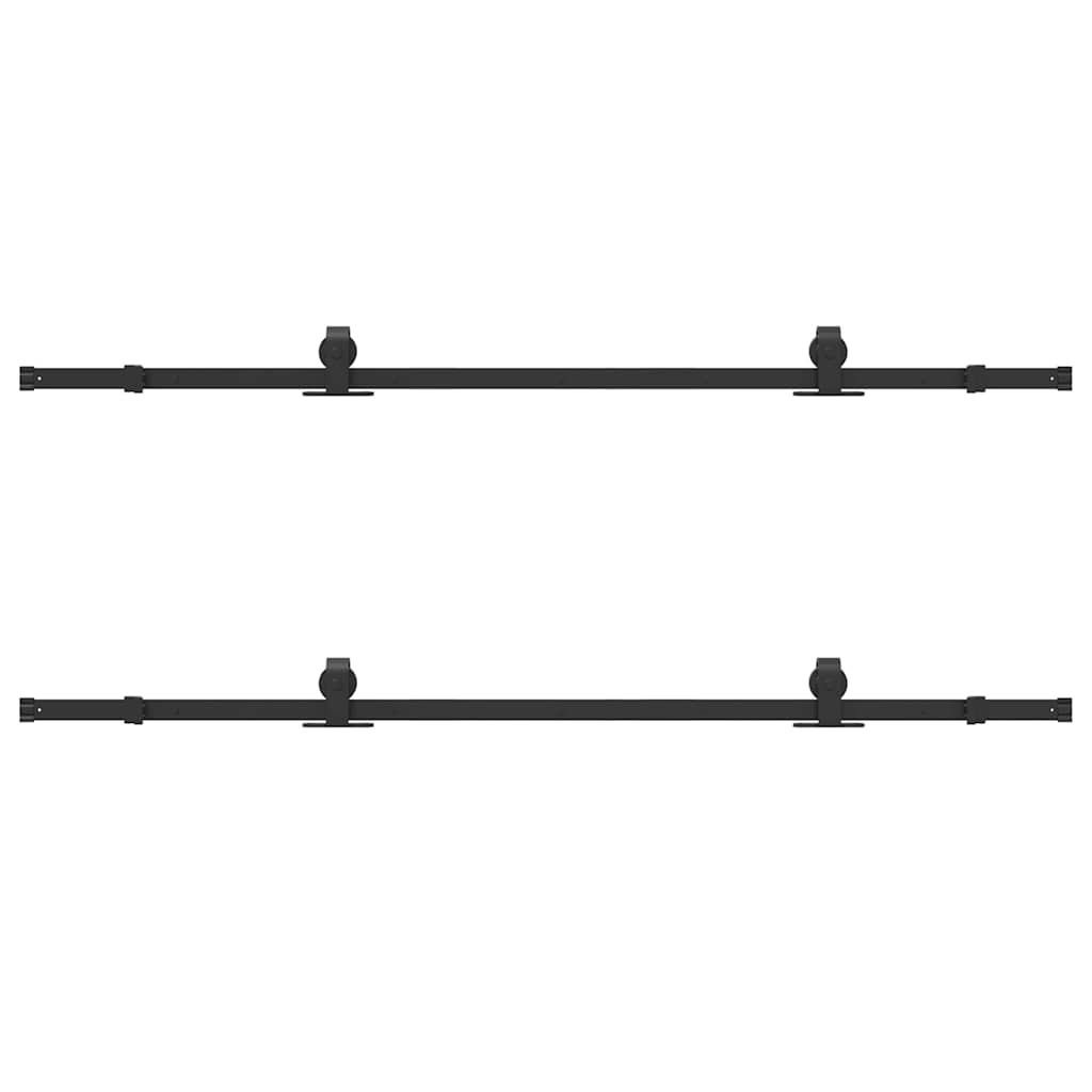 Kit di Binari per Porte Scorrevoli 305 cm Acciaio Nero
