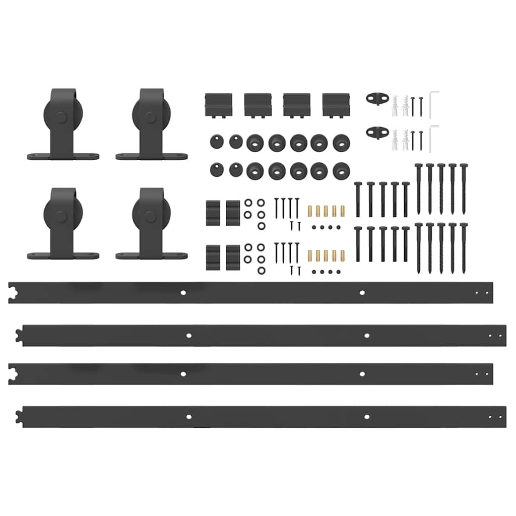 Kit di Binari per Porte Scorrevoli 305 cm Acciaio Nero