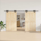 Kit di Binari per Porte Scorrevoli 366 cm Acciaio Nero
