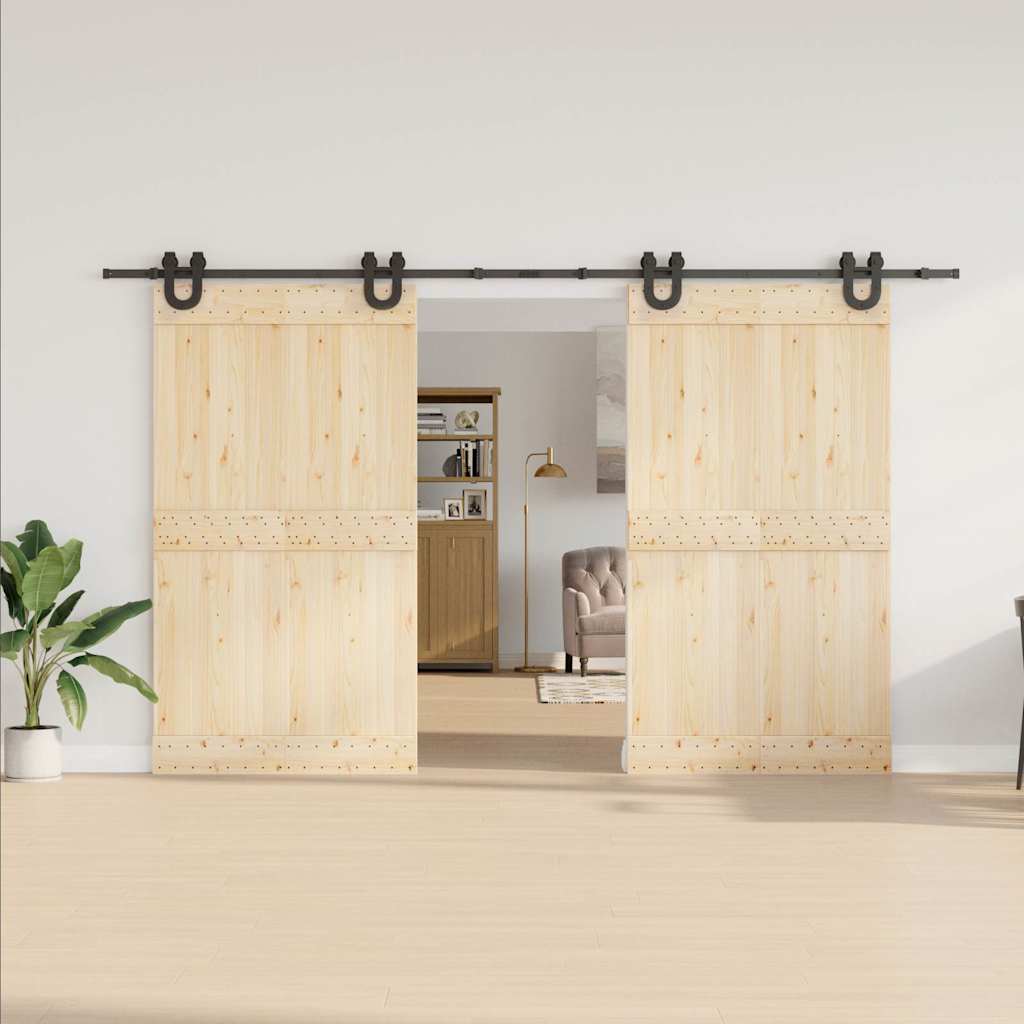 Kit di Binari per Porte Scorrevoli 366 cm Acciaio Nero