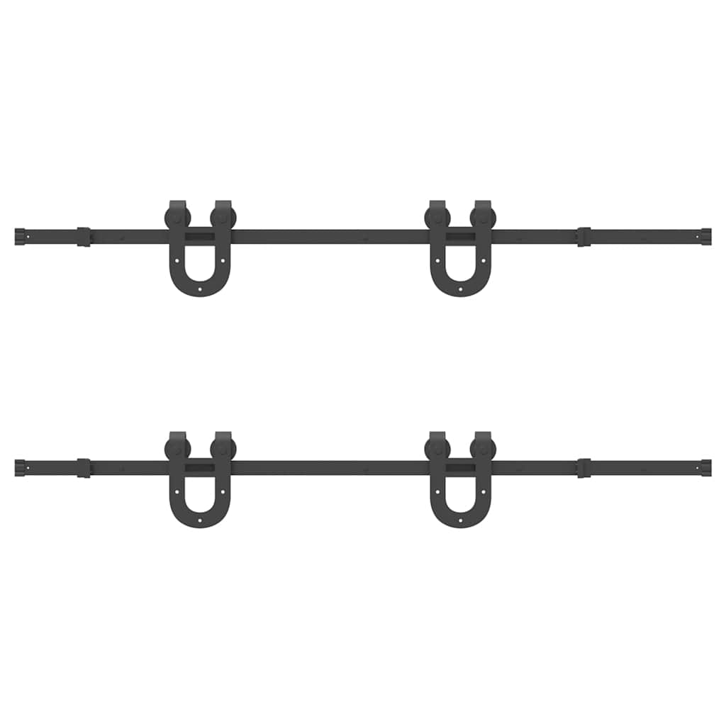 Kit di Binari per Porte Scorrevoli 366 cm Acciaio Nero