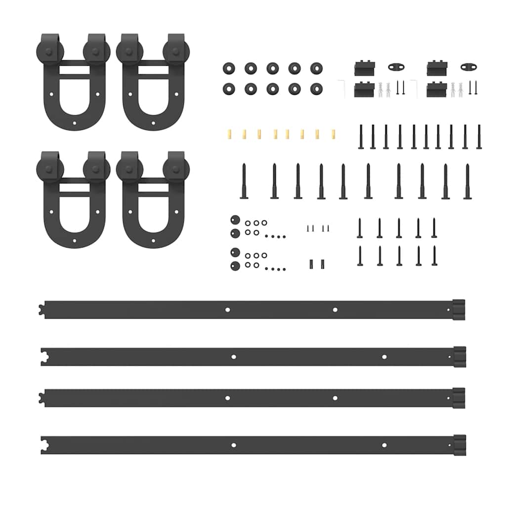 Kit di Binari per Porte Scorrevoli 366 cm Acciaio Nero