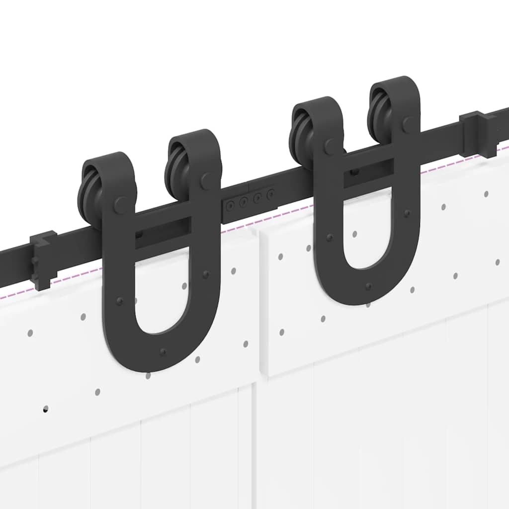 Kit di Binari per Porte Scorrevoli 366 cm Acciaio Nero