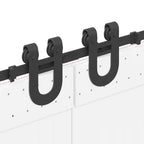 Kit di Binari per Porte Scorrevoli 366 cm Acciaio Nero