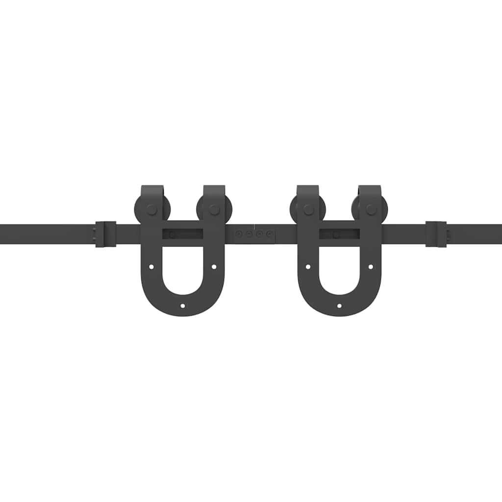 Kit di Binari per Porte Scorrevoli 366 cm Acciaio Nero