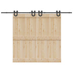 Kit di Binari per Porte Scorrevoli 366 cm Acciaio Nero