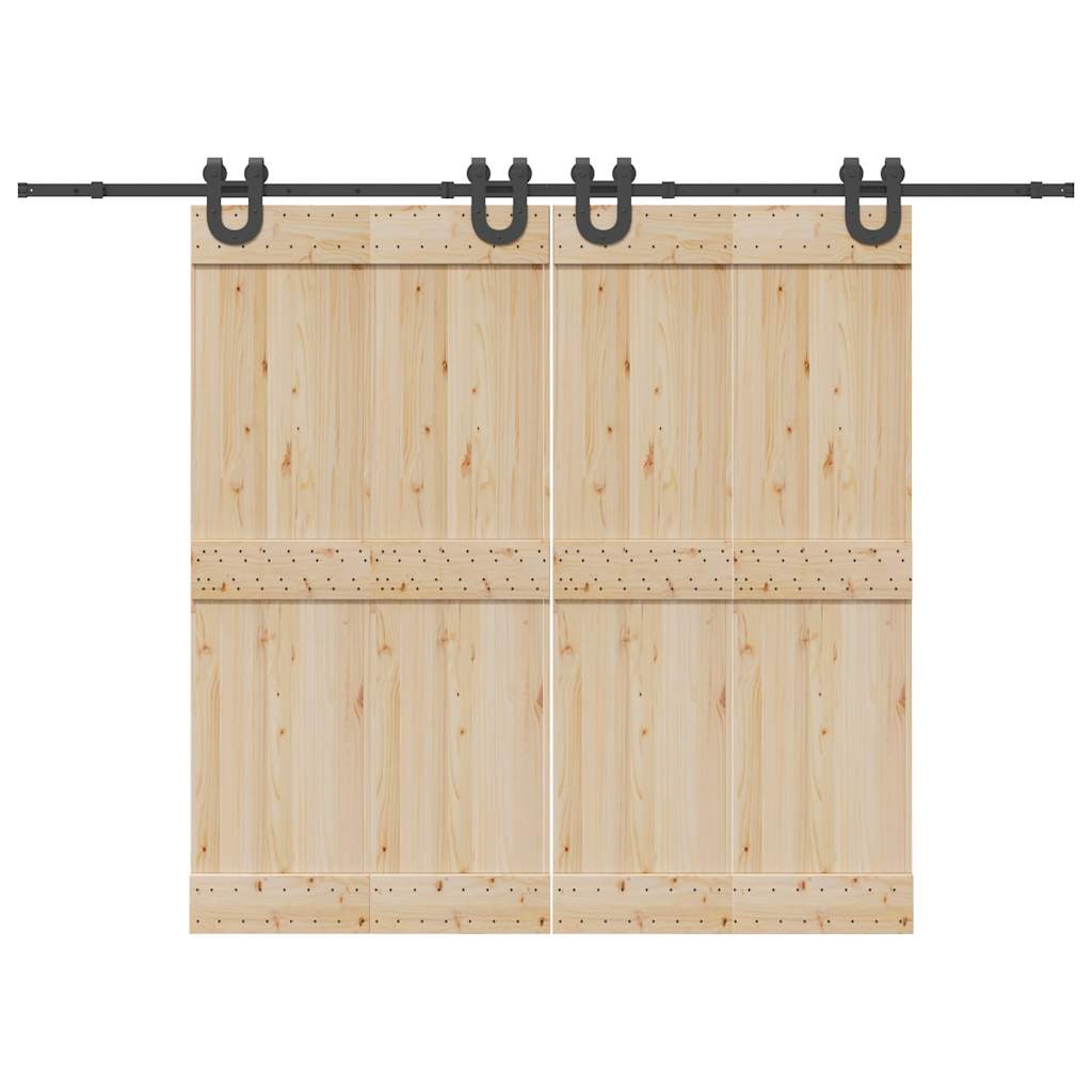 Kit di Binari per Porte Scorrevoli 366 cm Acciaio Nero