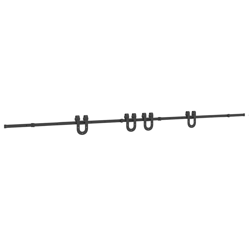 Kit di Binari per Porte Scorrevoli 400 cm Acciaio Nero