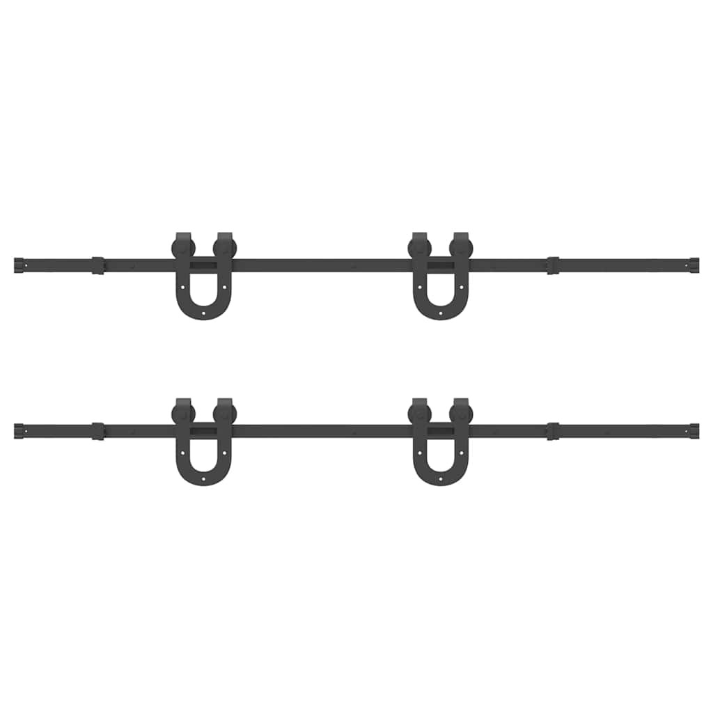 Kit di Binari per Porte Scorrevoli 400 cm Acciaio Nero