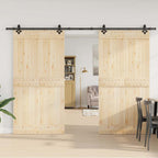 Kit di Binari per Porte Scorrevoli 305 cm Acciaio Nero