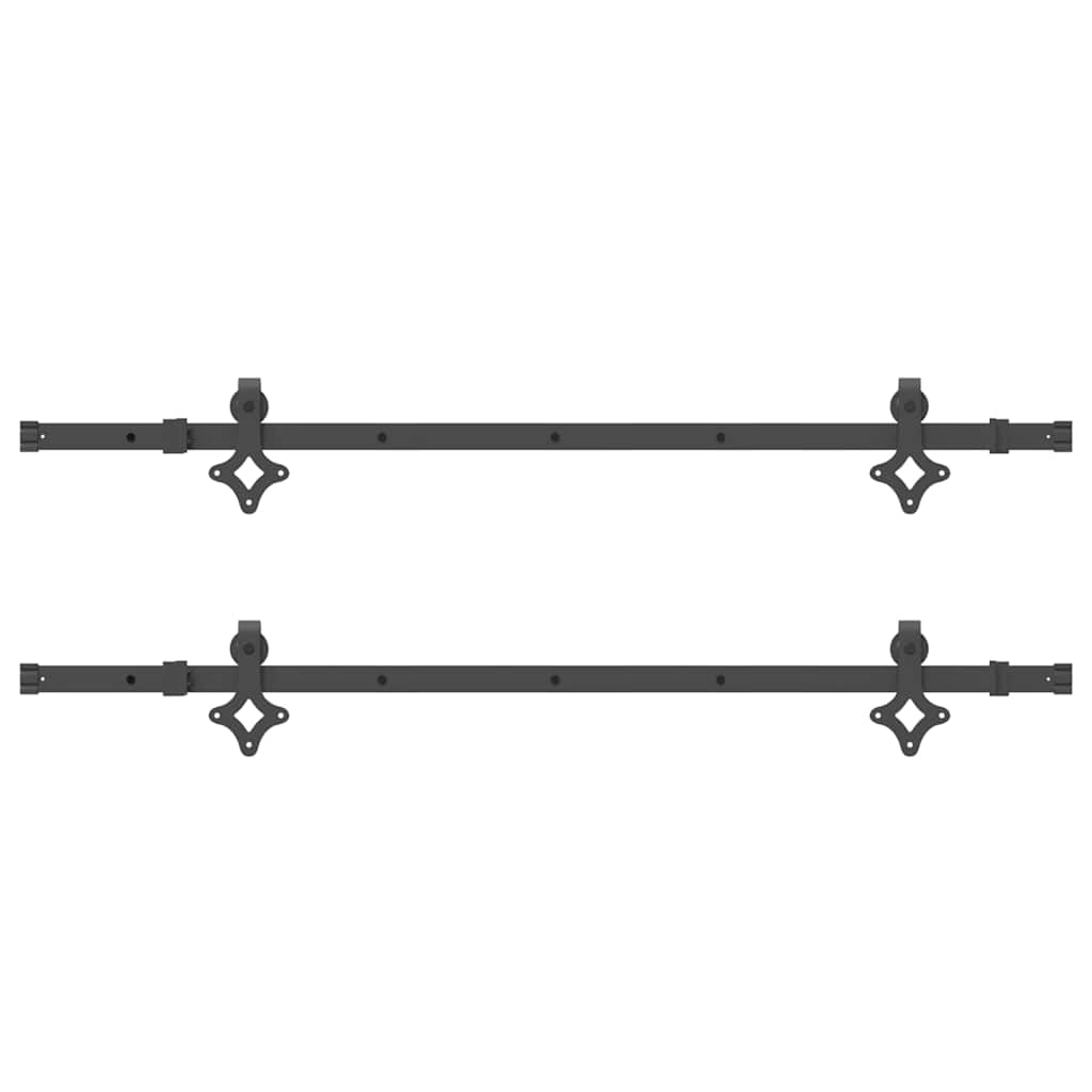 Kit di Binari per Porte Scorrevoli 305 cm Acciaio Nero