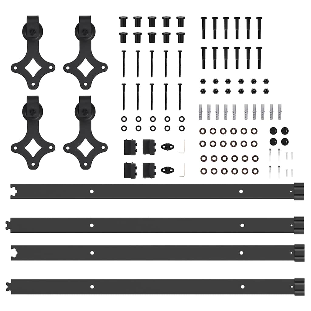 Kit di Binari per Porte Scorrevoli 305 cm Acciaio Nero