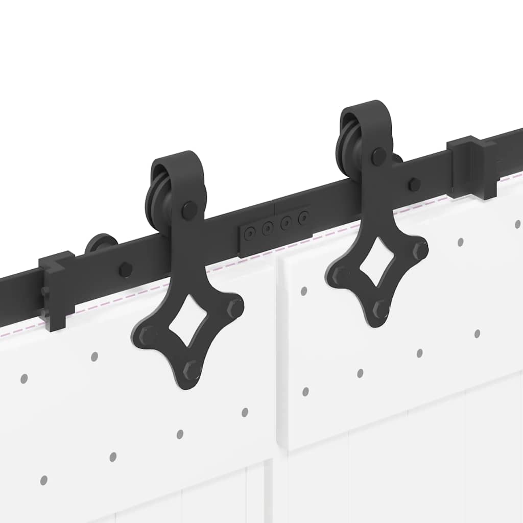 Kit di Binari per Porte Scorrevoli 305 cm Acciaio Nero