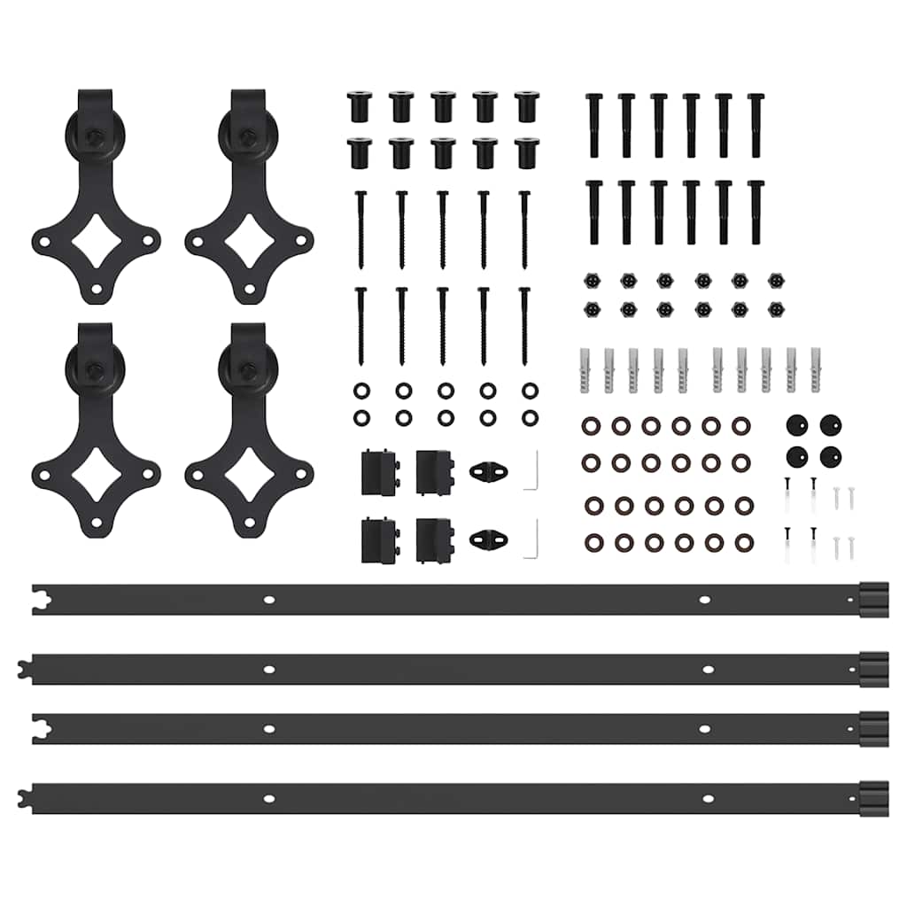 Kit di Binari per Porte Scorrevoli 427 cm Acciaio Nero