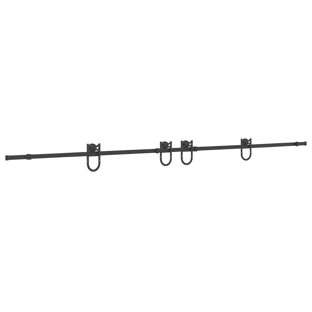 Kit di Binari per Porte Scorrevoli 366 cm Acciaio Nero