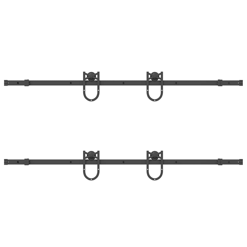 Kit di Binari per Porte Scorrevoli 366 cm Acciaio Nero