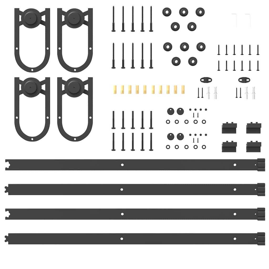 Kit di Binari per Porte Scorrevoli 366 cm Acciaio Nero