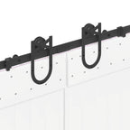 Kit di Binari per Porte Scorrevoli 366 cm Acciaio Nero