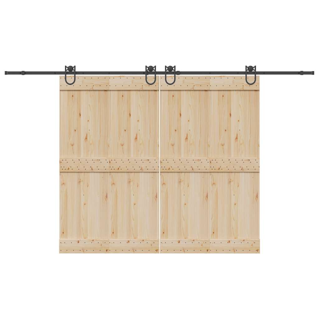 Kit di Binari per Porte Scorrevoli 366 cm Acciaio Nero