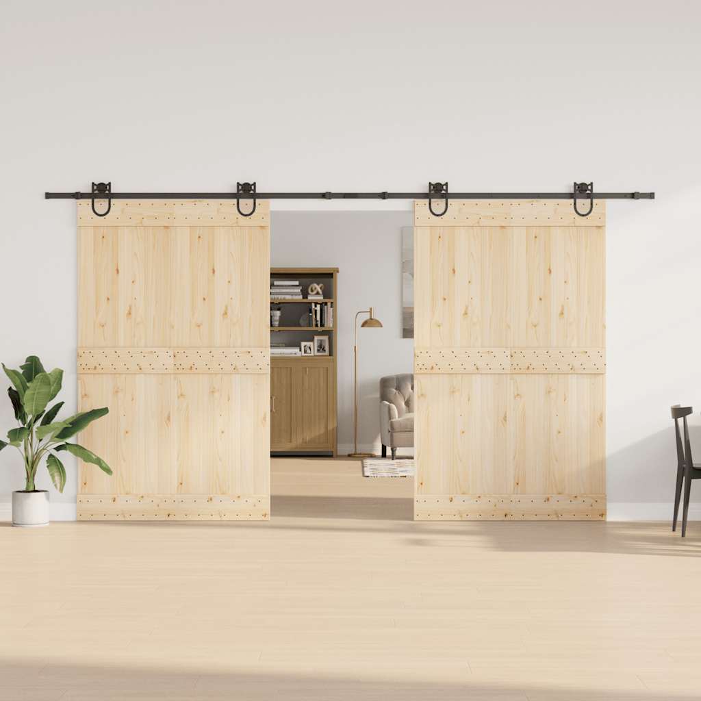 Kit di Binari per Porte Scorrevoli 400 cm Acciaio Nero