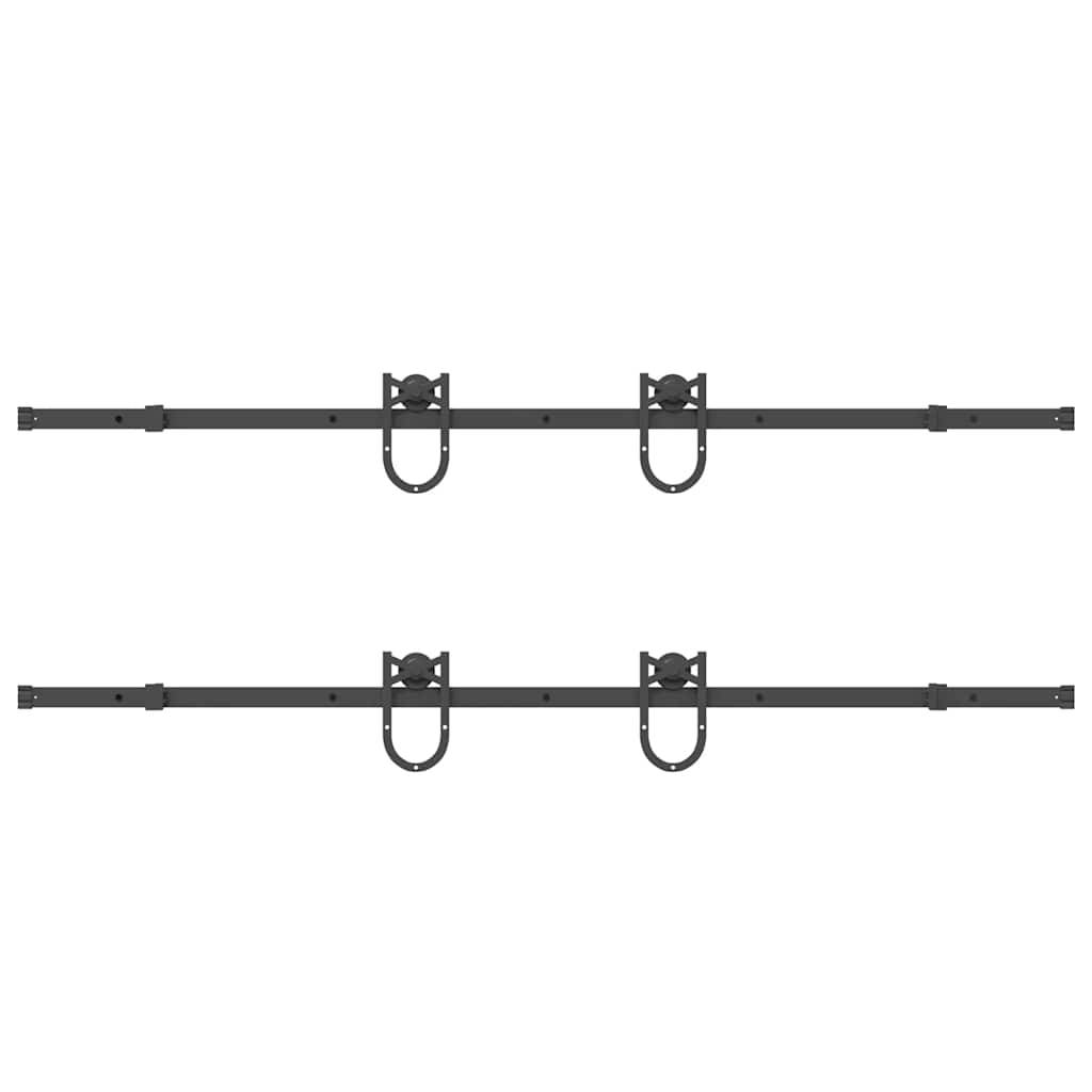 Kit di Binari per Porte Scorrevoli 400 cm Acciaio Nero