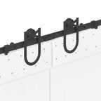 Kit di Binari per Porte Scorrevoli 400 cm Acciaio Nero